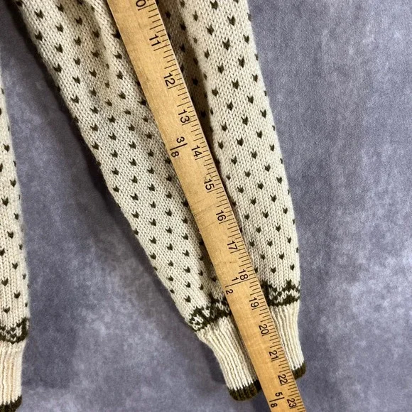 O. Allers Nilssen Wool Cardigan Women XS Cream Olive Fair Isle Norway *See Desc* - Picture 6 of 7